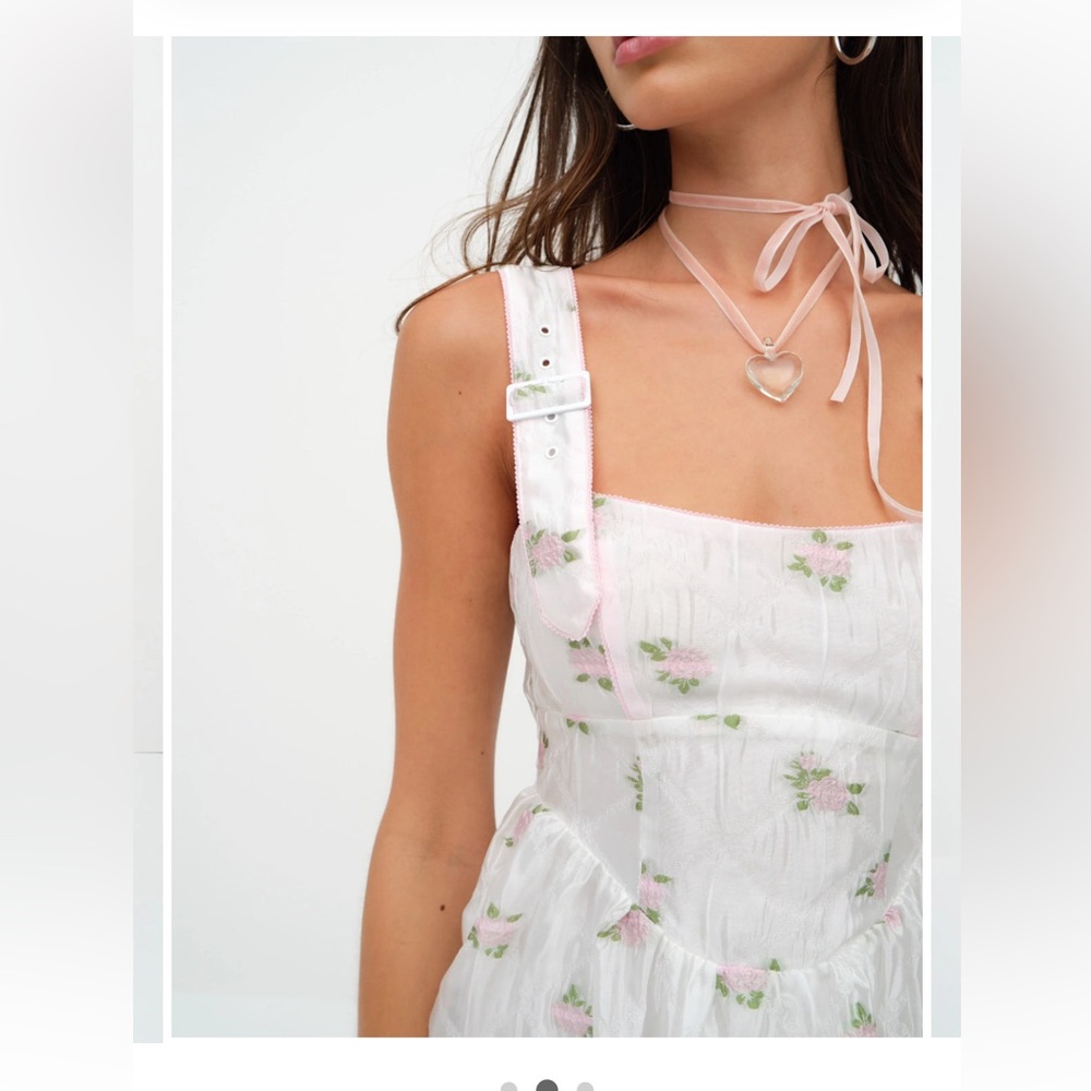 For Love And Lemons White and Pink Mini Dress
